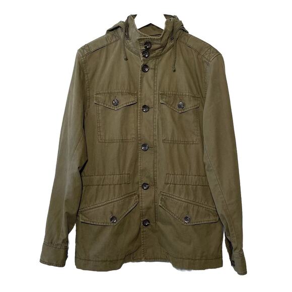 Vintage Gap Factory Men’s Khaki Olive Green Hooded Utility Grunge Boho Jacket, S - Picture 1 of 12